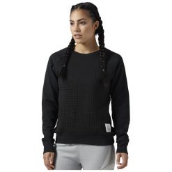 BLUZA REEBOK QUILTED CD9343. Czarne bluzy damskie marki Reebok, bez wzorów, bez rękawów, bez kaptura. Za 169,00 zł.