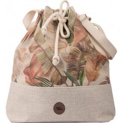 Torebka worek "BUCKET BAG", lniana w liście. Białe torebki worki damskie me&BAGS, w paski, z tkaniny, na ramię, duże, bez dodatków. Za 219,00 zł.
