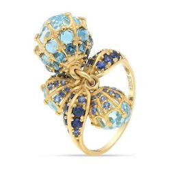 Unikalny Złoty Pierścionek - złoto 750, Topaz london blue,blue topaz. Żółte pierścionki damskie W.KRUK, z topazem, złote. Za 16090,00 zł.