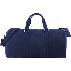 Skórzana torba męska podróżna BRODRENE BL20 granatowa - granatowy. Niebieskie torby męskie skórzane Brødrene, w paski, ze skóry, eleganckie. Za 599,99 zł.
