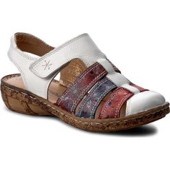 Sandały COMFORTABEL - 720109 Weiss/Bunt 3. Białe klapki damskie Comfortabel, bez wzorów, ze skóry, bez obcasa. Za 249,00 zł.