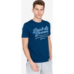 Jack & Jones Super Koszulka Niebieski. Niebieskie t-shirty męskie Jack & Jones, xl, z haftami, z bawełny, bez kołnierzyka, krótkie. Za 66,95 zł.
