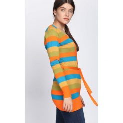 Pomarańczowy Sweter Miracles. Brązowe swetry rozpinane damskie Born2be, l. Za 29,99 zł.