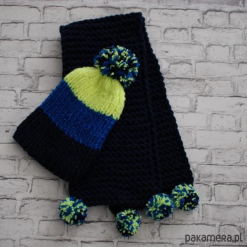 Pasiak pom pom - czapka +szalik. Szare czapeczki niemowlęce Pakamera. Za 125,00 zł.