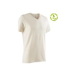 Koszulka krótki rękaw Slim Gym & Pilates 500 męska. Koszulki męskie DOMYOS, xl, bez wzorów, z elastanu, bez kołnierzyka, z krótkim rękawem, krótkie. Za 29,99 zł.