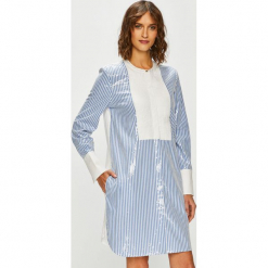 Tommy Hilfiger - Sukienka. Niebieskie sukienki damskie TOMMY HILFIGER, na co dzień, bez wzorów, z bawełny, casualowe, bez kołnierzyka, z długim rękawem, długie, mini, proste. W wyprzedaży za 639,90 zł.
