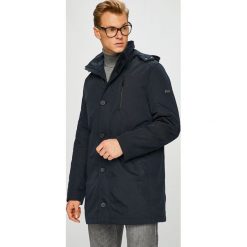 Pierre Cardin - Kurtka. Niebieskie płaszcze męskie marki Pierre Cardin, bez wzorów, z poliesteru, długie, bez kaptura. W wyprzedaży za 599,90 zł.