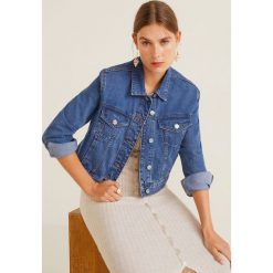 Mango - Kurtka jeansowa Cropped. Zielone kurtki damskie Mango, s, bez wzorów, z bawełny, krótkie, bez kaptura. Za 139,90 zł.
