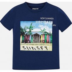 Mayoral - T-shirt dziecięcy 92-134 cm. Niebieskie t-shirty chłopięce Mayoral, z nadrukiem, z bawełny, bez rękawów. Za 59,90 zł.