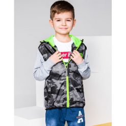 Bluzy chłopięce: BLUZA DZIECIĘCA ROZPINANA Z KAPTUREM KB006 – SZARA