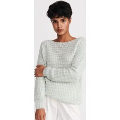 Sweter z dekoltem w łódkę - Turkusowy. Niebieskie swetry damskie Reserved, s, bez wzorów, bez rękawów, bez kaptura. Za 79,99 zł.