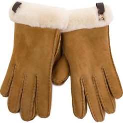 Rękawiczki Damskie UGG - W Shorty Glove W/Leather Trim 17367 Chestnut M. Pomarańczowe rękawiczki damskie marki Ugg, z wełny. W wyprzedaży za 389,00 zł.