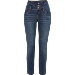 Dżinsy z wysoką talią bonprix ciemny denim. Czarne jeansy damskie bonprix. Za 134,99 zł.