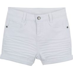 Szorty twillowe dziewczęce bonprix biały. Białe spodnie dziewczęce bonprix, na lato, bez wzorów, z elastanu, krótkie. Za 27,99 zł.