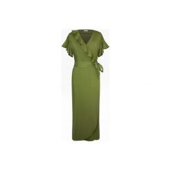 Letnia zielona sukienka z falbankami. Zielone sukienki damskie marki Bien fashion, na lato, xxl, bez wzorów, z bawełny, z falbankami, z długim rękawem, długie, mini, kopertowe. Za 189,00 zł.