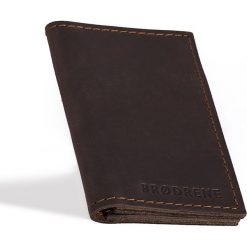 Skórzany cienki portfel slim wallet BRODRENE SW03 ciemnobrązowy - c. brązowy. Pomarańczowe portfele męskie Brødrene, bez wzorów, ze skóry. Za 79,99 zł.