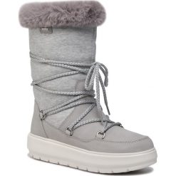 Śniegowce GEOX - D Kaula B Abx C D94AWC 032GH C1037 Lt Grey/Dk Grey. Szare kozaki damskie Geox, ze skóry, bez obcasa, bez zapięcia. W wyprzedaży za 399,00 zł.