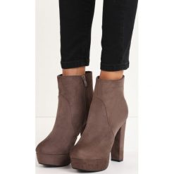 Khaki Botki Coincidence. Brązowe botki damskie lity Born2be, na wysokim obcasie, na zamek. Za 79,99 zł.