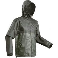 Kurtka turystyczna NH100 Raincut męska. Brązowe kurtki męskie QUECHUA, xl, bez wzorów, z poliesteru, bez kaptura. Za 59,99 zł.