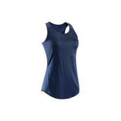 Top fitness kardio 120 damski. Niebieskie bluzki sportowe damskie marki DOMYOS, z elastanu. W wyprzedaży za 19,99 zł.