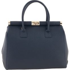 Torebki klasyczne damskie: Skórzana torebka „Cesena” w kolorze granatowym – 35 x 28 x 16 cm