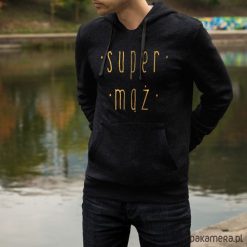 Super mąż Męska Kangurka Czarna. Czarne bluzy męskie Pakamera, m, z nadrukiem, bez kołnierzyka, bez rękawów, bez kaptura. Za 179,00 zł.