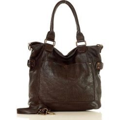 Marco mazzini torebka skórzana vintage shopper z dwoma kieszeniami pelle lavata brąz caffe. Torby damskie na zakupy MAZZINI, w paski, ze skóry, vintage, bez dodatków. W wyprzedaży za 499,00 zł.