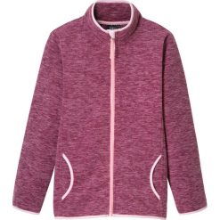 Bluza rozpinana z polaru baranka bonprix jeżynowy melanż. Fioletowe bluzy dziewczęce bonprix, bez wzorów, z polaru, bez rękawów, bez kaptura. Za 64,99 zł.
