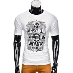 T-shirt męski z nadrukiem S839 - biały. Białe t-shirty męskie Ombre Clothing, s, z nadrukiem, bez kołnierzyka. Za 29,00 zł.