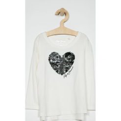 Pepe Jeans - Bluzka dziecięca 104-152 cm. Różowe bluzki dziewczęce Pepe Jeans, z nadrukiem, z bawełny, z okrągłym kołnierzem, z długim rękawem, długie, bez kaptura. W wyprzedaży za 49,90 zł.