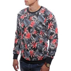 Bluza męska w kwiaty slim czarna Recea. Czarne bluzy męskie Recea, xl, w kwiaty, z bawełny, z kapturem, bez rękawów, bez kaptura. W wyprzedaży za 49,99 zł.