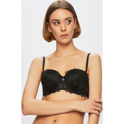 Emporio Armani - Biustonosz. Czarne biustonosze Emporio Armani, z haftami, z elastanu. W wyprzedaży za 139,90 zł.