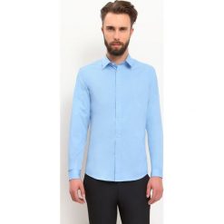 Koszula długi rękaw męska. Niebieskie koszule męskie Top Secret, m, bez wzorów, eleganckie, bez kołnierzyka, z długim rękawem. W wyprzedaży za 29,99 zł.