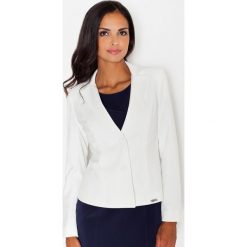 Ecru Elegancki Taliowany Żakiet Zapinany na Dwa Guziki. Zielone marynarki damskie FIGL, s, bez wzorów, z elastanu. Za 135,90 zł.