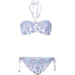 Bikini bandeau (2 części) bonprix biało-niebieski. Białe stroje kąpielowe damskie bonprix, bez wzorów. Za 89,99 zł.