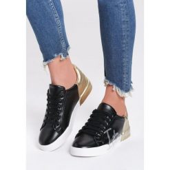 Czarno-Złote Sneakersy Hashtag. Czarne buty sportowe damskie Renee. Za 59,99 zł.