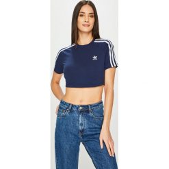 Adidas Originals - Top. Niebieskie topy damskie marki adidas Originals, z nadrukiem, z elastanu, z okrągłym kołnierzem. Za 149,90 zł.