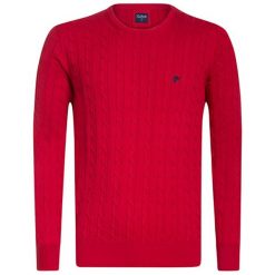 Sweter w kolorze czerwonym. Czerwone swetry męskie Denim Culture, s, z haftami, z bawełny, z okrągłym kołnierzem, bez kaptura. W wyprzedaży za 119,95 zł.