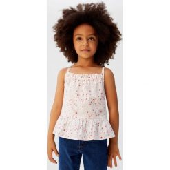 Mango Kids - Bluzka Lipsi. Białe bluzki dziewczęce Mango Kids, bez wzorów, z bawełny, z dekoltem karo, bez rękawów, bez kaptura. W wyprzedaży za 49,90 zł.