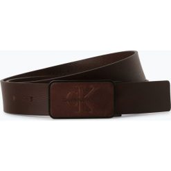 Calvin Klein Jeans - Męski pasek skórzany, brązowy. Pomarańczowe paski męskie Calvin Klein Jeans, w paski, z jeansu. Za 229,95 zł.