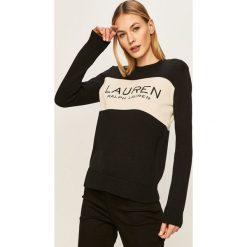 Lauren Ralph Lauren - Sweter. Czarne swetry damskie Lauren Ralph Lauren, s, z aplikacjami, z bawełny, z długim rękawem, długie, bez kaptura. W wyprzedaży za 449,90 zł.
