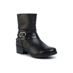 GO SOFT OCE-DELICIA-05. Czarne botki damskie GO SOFT, ze skóry, bez obcasa, bez zapięcia. Za 249,99 zł.