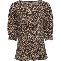 Shirt z rękawami 3/4 bonprix w cętki leoparda. Szare koszulki damskie marki bonprix, bez wzorów, z okrągłym kołnierzem, bez rękawów. Za 54,99 zł.