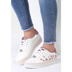 Biało-Różowe Trampki Going Home. Różowe espadryle damskie marki vices, z aplikacjami, na sznurówki. Za 79,99 zł.