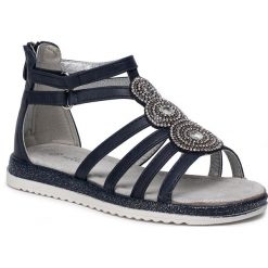 Sandały NELLI BLU CS2505-02. Niebieskie sandały dziewczęce Nelli Blu, ze skóry ekologicznej, bez zapięcia. Za 59,99 zł.