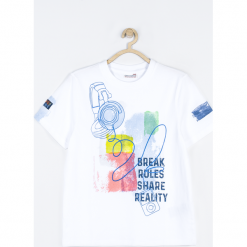 Koszulka. Białe t-shirty chłopięce LIVE FAST, z aplikacjami, z elastanu, z długim rękawem. Za 49,90 zł.