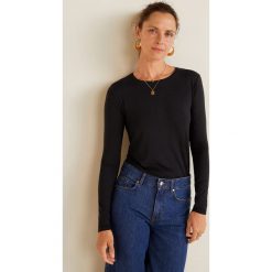 Mango - Bluzka Intim. Czarne bluzki asymetryczne Mango, l, z dzianiny, casualowe, z okrągłym kołnierzem. Za 59,90 zł.