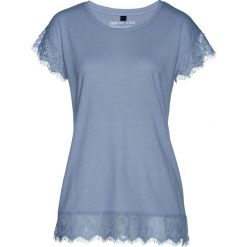 Shirt z koronką bonprix matowy niebieski. Koszulki damskie bonprix. Za 49,99 zł.
