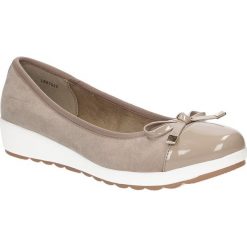 Baleriny z kokardą Casu L84702P. Szare baleriny damskie Casu, bez wzorów, bez obcasa. Za 59,99 zł.