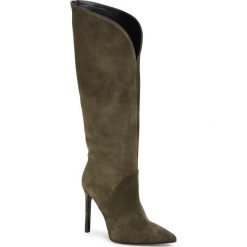 Kozaki EVA MINGE - EM-10-08-001036 801. Zielone kozaki damskie Eva Minge, ze skóry, bez obcasa, na obcasie, bez zapięcia. Za 569,00 zł.